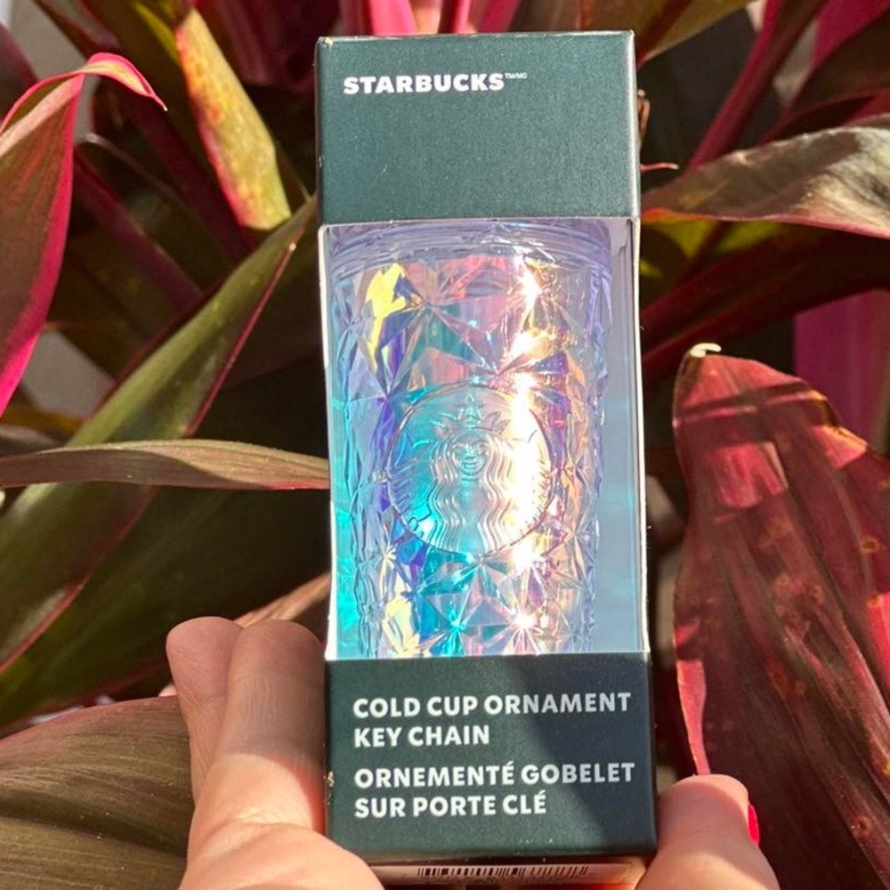 New Starbucks 2023 Holiday Unicorn Silver Dichrois Prism Mini Tumbler Keychain